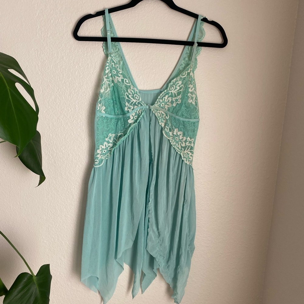 Aqua butterfly lingerie Top S/M Great for burning man